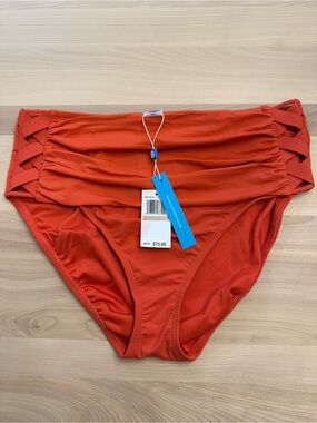 Blue Rod Beattie High-Waist Ruched Bikini Bottom NWT Size 12
